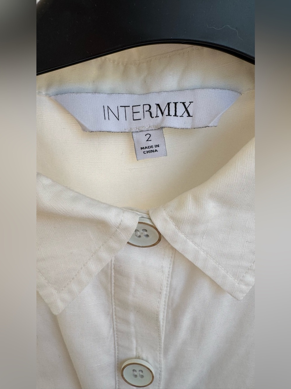 INTERMIX Cream Button-Front Collared Top - Picture 6 of 9